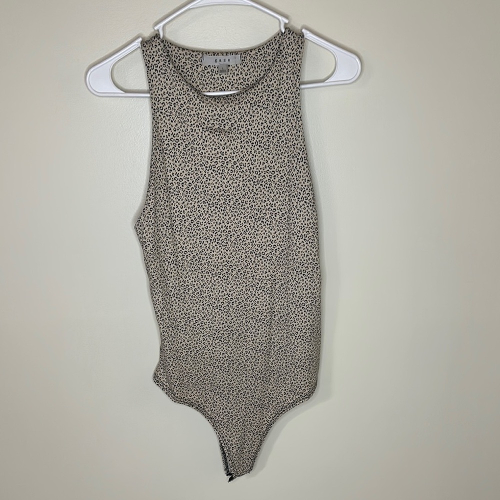 Tan leopard print women’s tank body suit